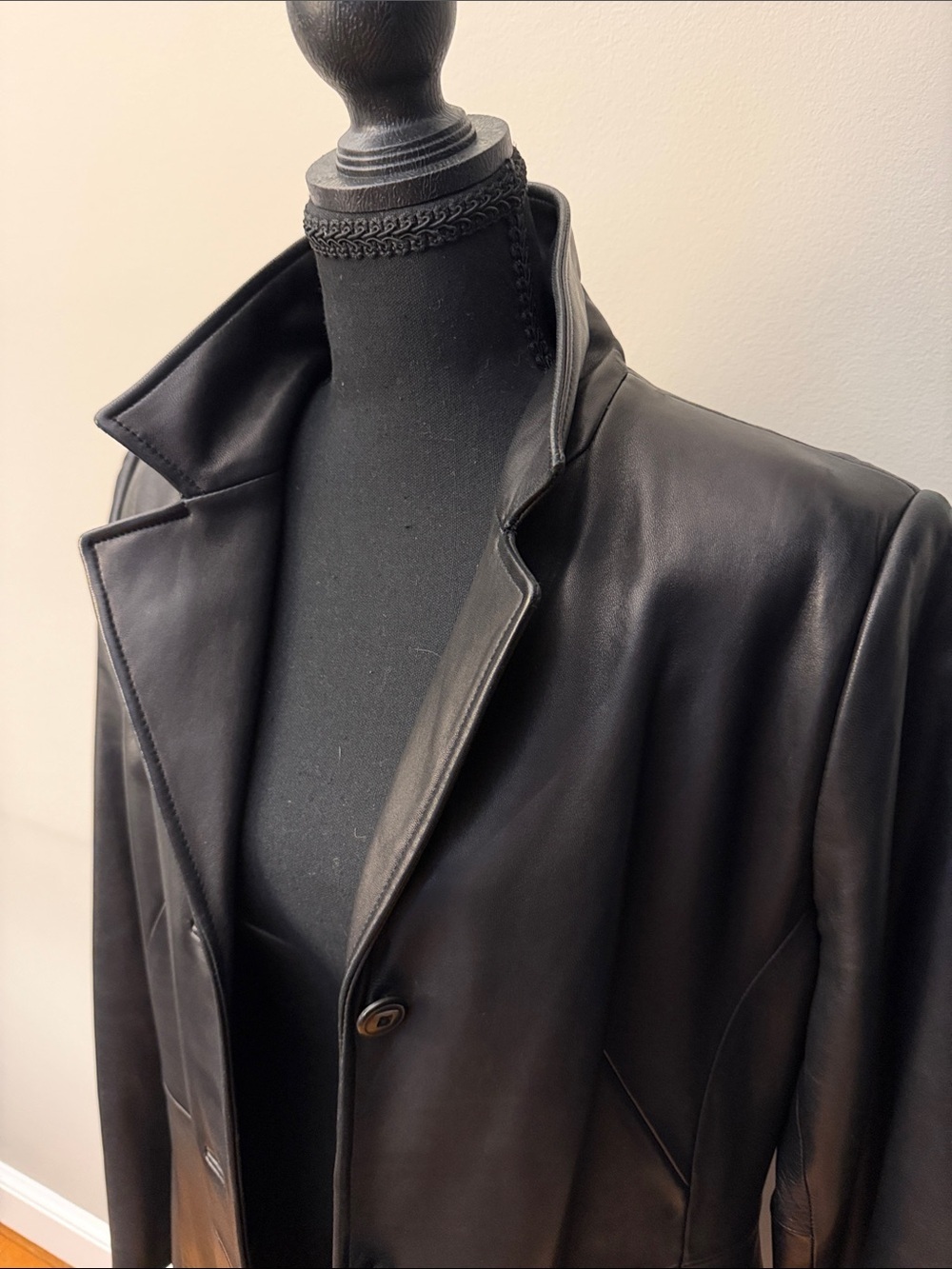 Frenchi Genuine Lambskin Leather Car Coat Women’s XL Black butter soft leather - Picture 3 of 5